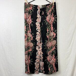 Vintage‎ 90s Hilo Hattier Hawaiian Drawstring Maxi Skirt Womens M Tropical Beach